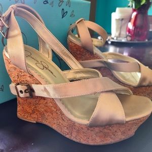Jessica Simpson Brandi-sa Natural Satin Wedge
